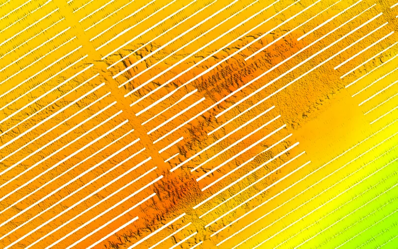 Bathymetry survey with diagonal gaps left between sonar passes